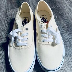 Vans Cream Canvas Athletic Shoes